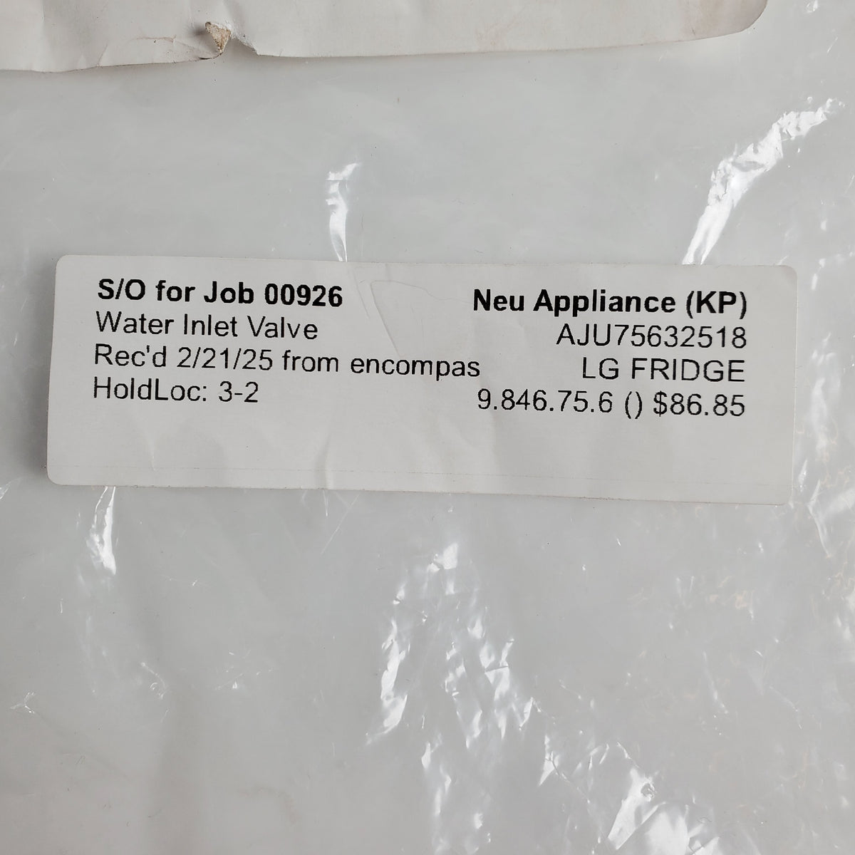 LG Refrigerator & Freezer Water Inlet Valves AJU75632518