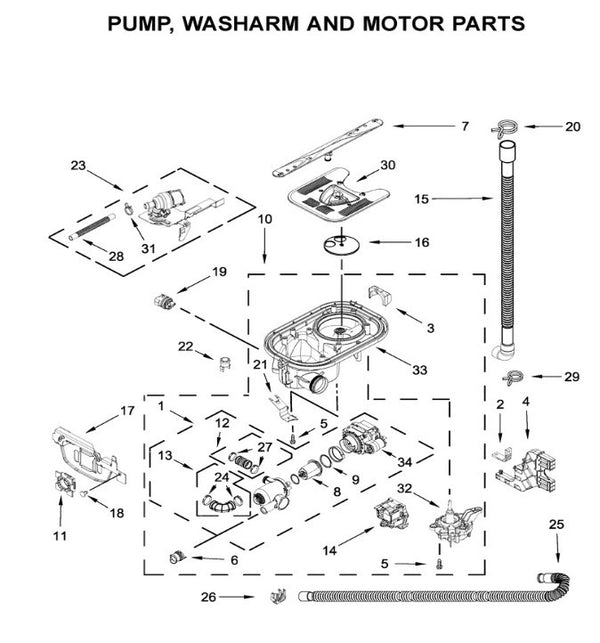 Sump and seal Dishwasher Sumps W11034556 Kitchenaid (OEM) Dishwasher Kitchenaid