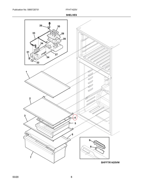 Deli drawer support Refrigerator & Freezer Misc. Parts 5304520484 Frigidaire (OEM) Refrigerator & Freezer Frigidaire