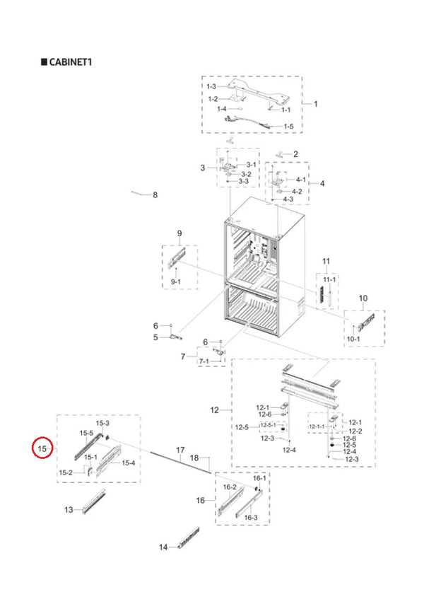 Lower slide rail lh Refrigerator & Freezer Rails DA97-10594F Samsung (OEM) Refrigerator & Freezer Samsung