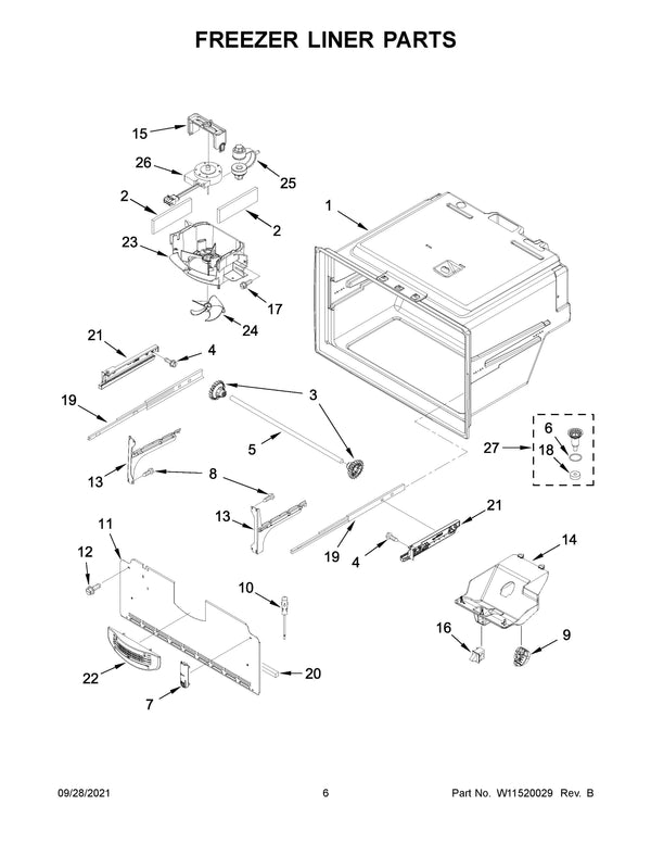 Housing Refrigerator & Freezer Misc. Parts W11434460 Whirlpool (OEM) Refrigerator & Freezer Whirlpool