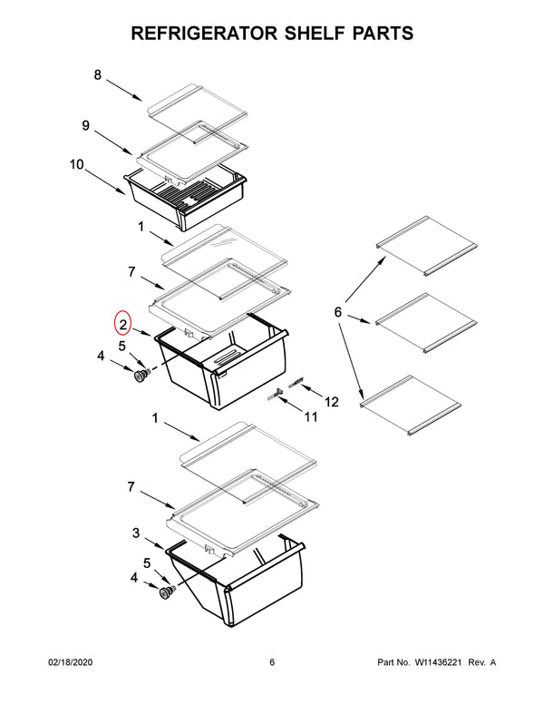 Crisper drawer Refrigerator & Freezer Drawers / Crisper Drawers W11162443 Whirlpool (OEM) Refrigerator & Freezer Whirlpool