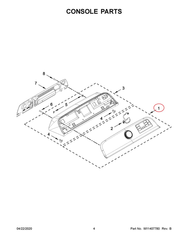 Control panel assembly Washer Backsplashes / Consoles / Control Panels W11478524 LG (OEM) Washer LG