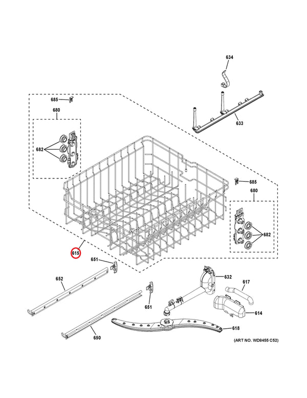 WD28X26105 | Complete service rack | GE | Dishwasher | Racks (OEM) Dishwasher GE