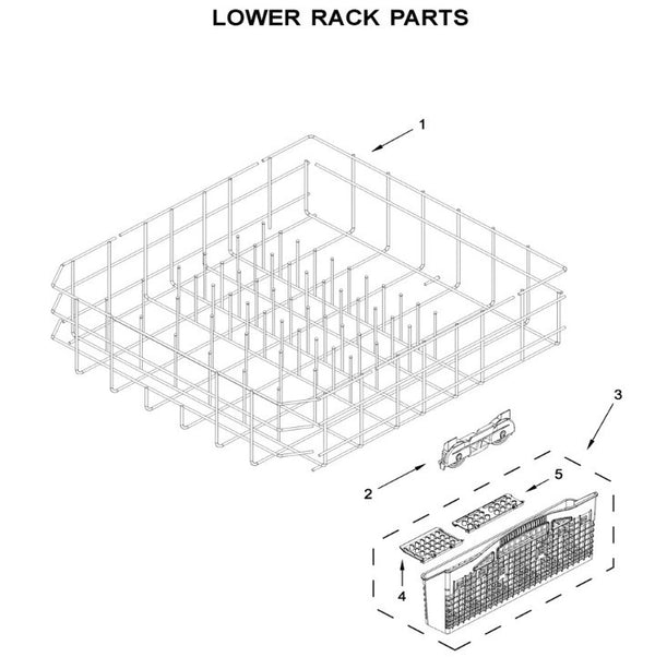 Lower dishrack assembly Dishwasher Racks W10525641 Whirlpool (OEM) Dishwasher Whirlpool