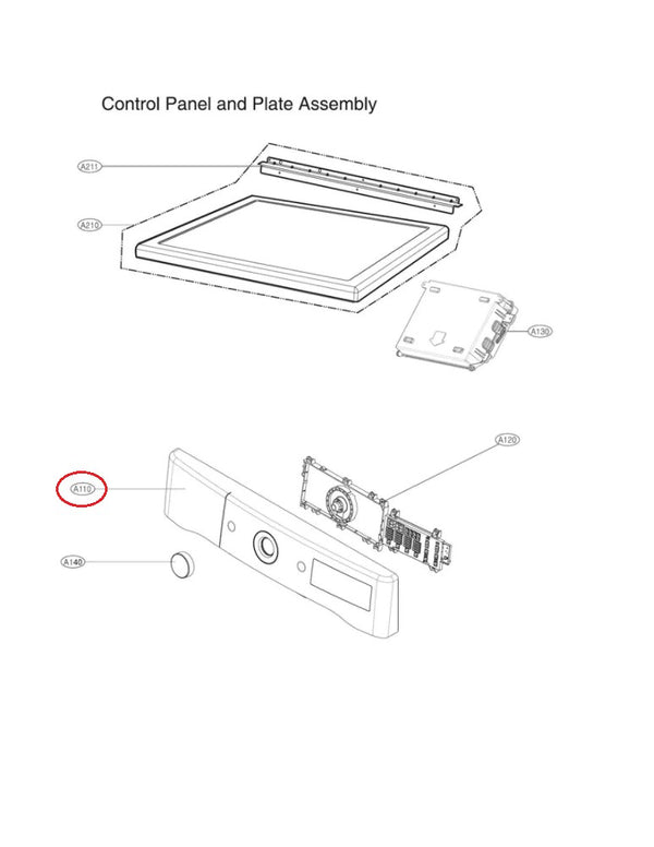 Control panel Dryer Front Panels AGL30104401 LG (OEM) Dryer LG