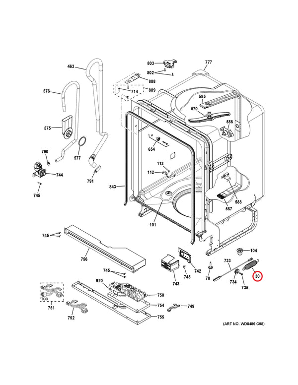 WD03X20446 | Door spring | GE | Dishwasher | Door Springs Dishwasher GE   