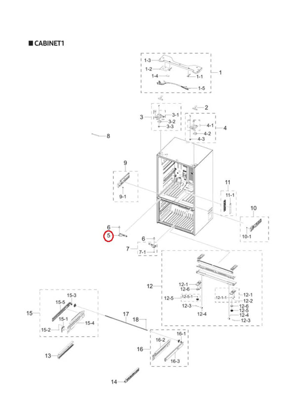 Door hinge lh middle Refrigerator & Freezer Hinges DA82-01244A Samsung (OEM) Refrigerator & Freezer Samsung