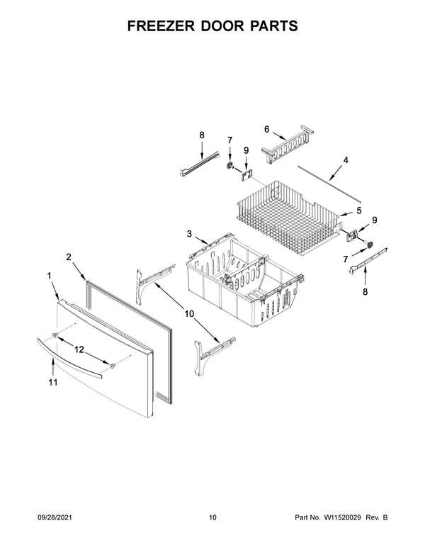 Drawer slide gear (left) Refrigerator & Freezer Misc. Parts WPW10474716 Whirlpool (OEM) Refrigerator & Freezer Whirlpool