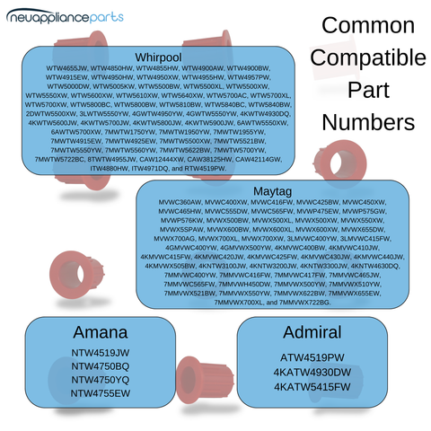 Washing Machine Basket Bushing - 52719 | Fixes & Repairs Whirlpool Off-Balance Tub Wobble | Fits 443 Washer Models of Whirlpool, Maytag, Amana & Kenmore Models