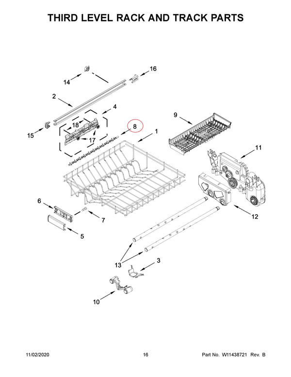 W11202101 | Cup guard | Kitchenaid | Dishwasher | Clips / Retainers Dishwasher Kitchenaid   