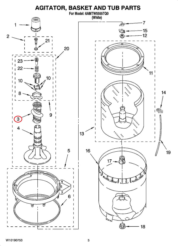 Auger agitator Washer Agitators W11480892 Maytag (OEM) Washer Maytag