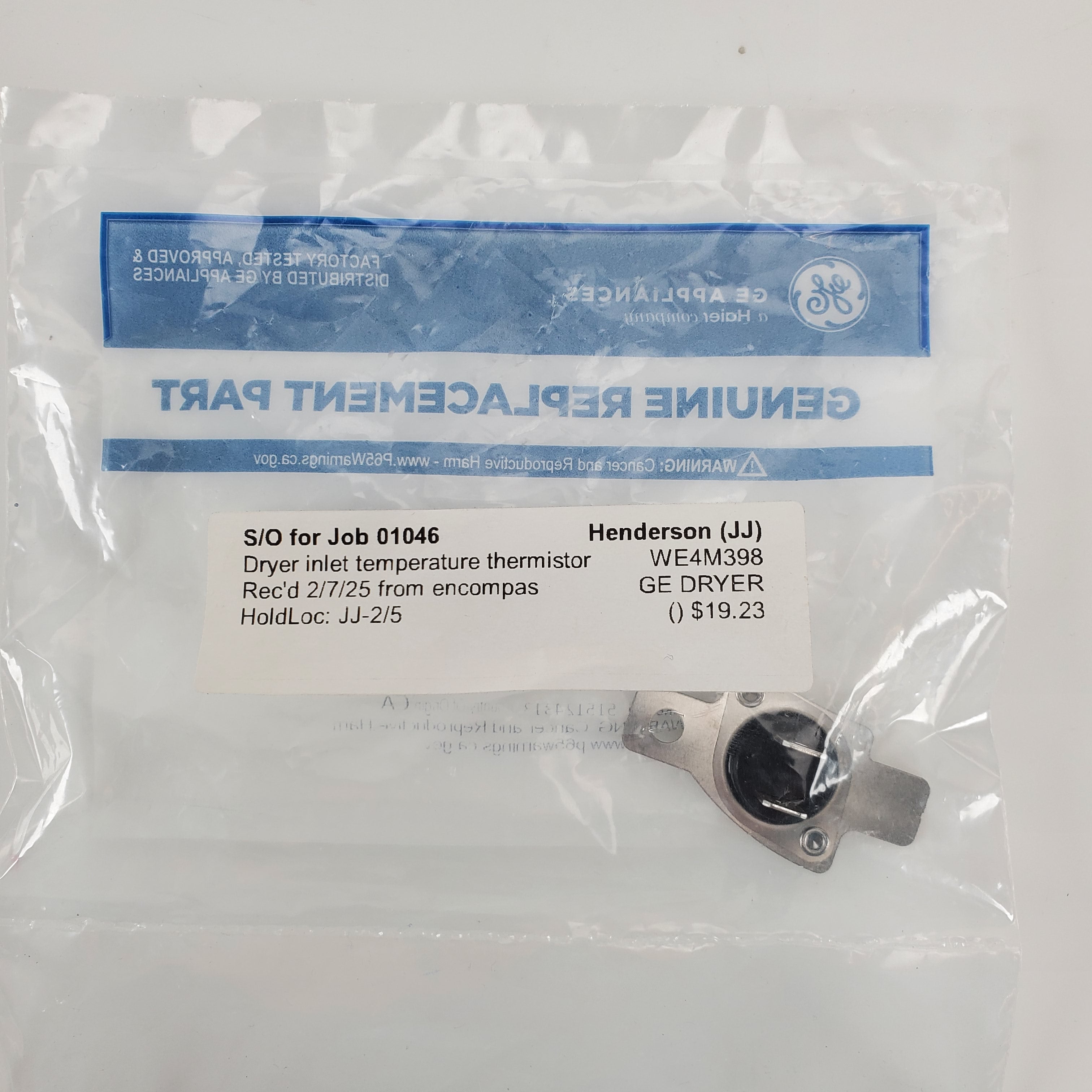 GE Dryer Thermostats WE4M398