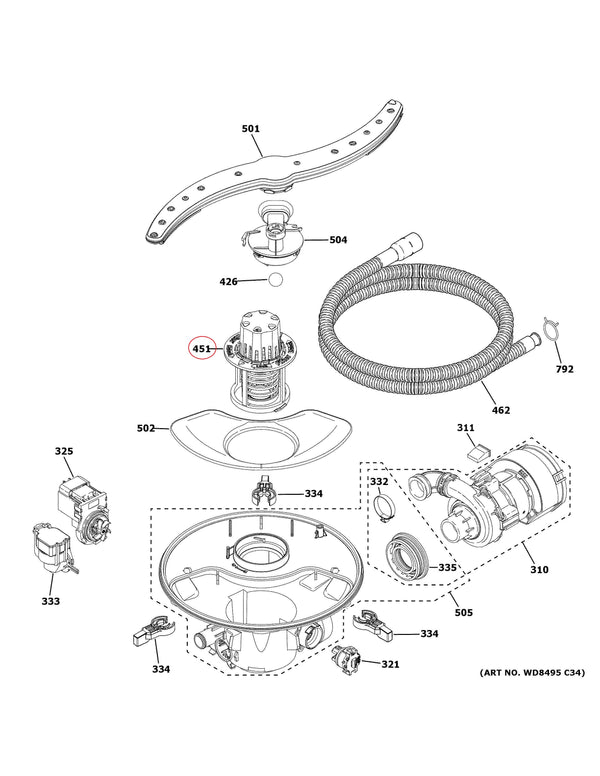 WD12X25995 | Fine filter & basket assembly | GE | Dishwasher | Filters Dishwasher GE   