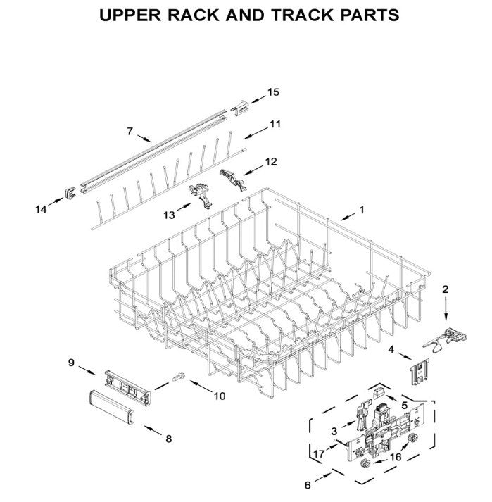 Upper dishrack assembly Dishwasher Racks W10847876 Kitchenaid (OEM) Dishwasher Kitchenaid