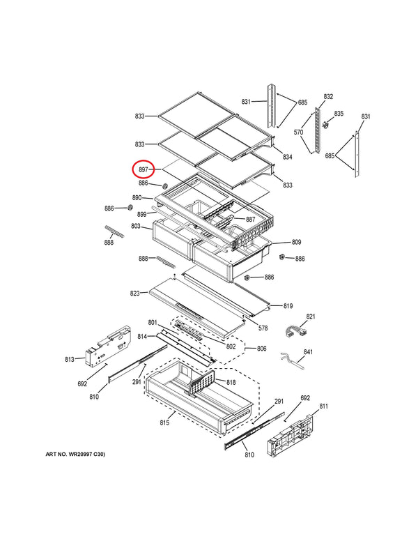 Glass vegetable pan Refrigerator & Freezer Drawers / Crisper Drawers WR32X10865 GE (OEM) Refrigerator & Freezer GE