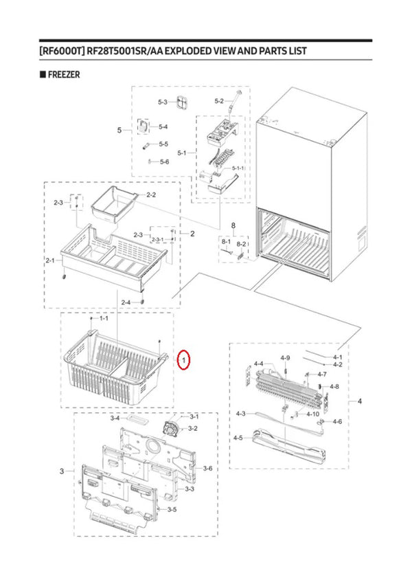 Tray drawer assembly Refrigerator & Freezer Drawers / Crisper Drawers DA97-21001A Samsung (OEM) Refrigerator & Freezer Samsung