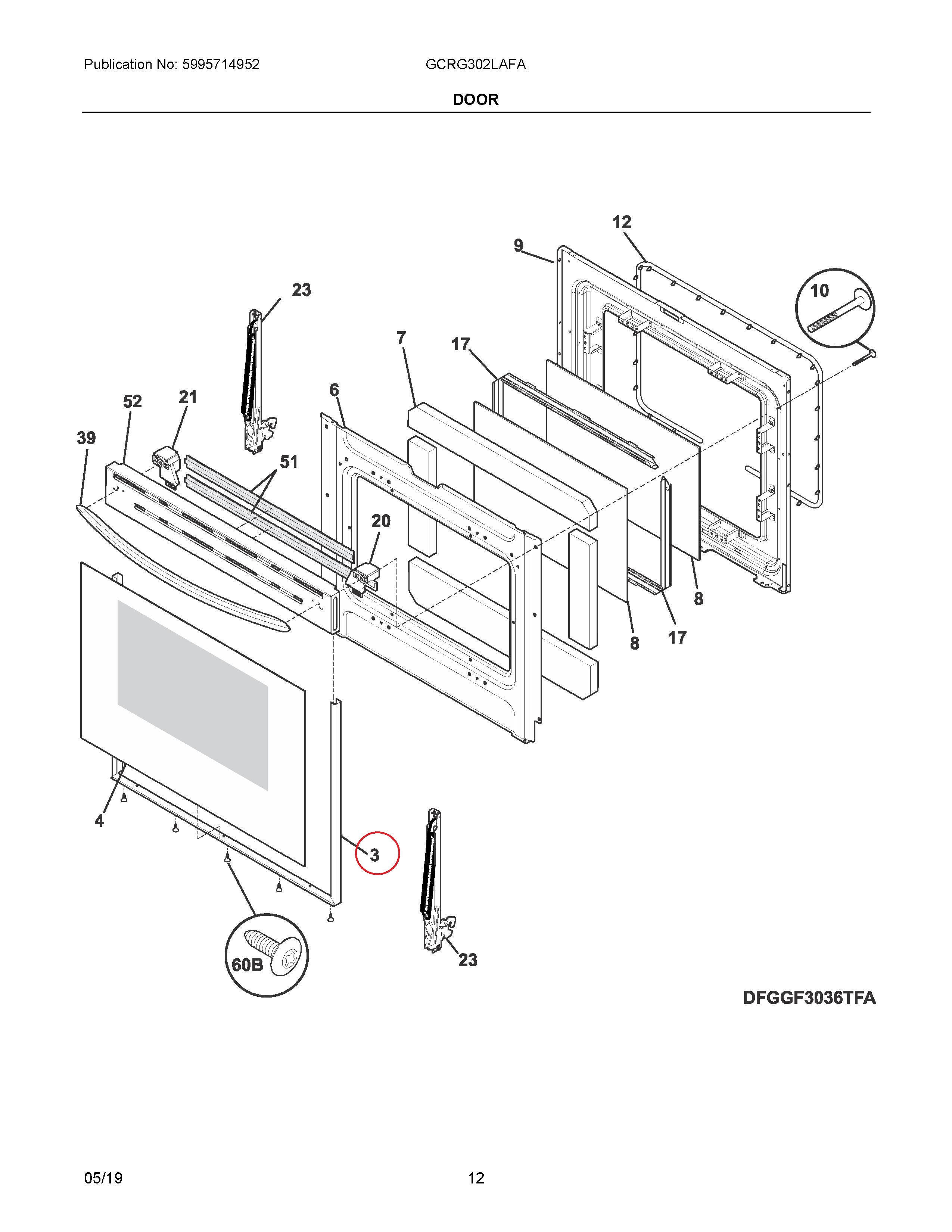 Frigidaire Range Door Trim Pieces 5303935378